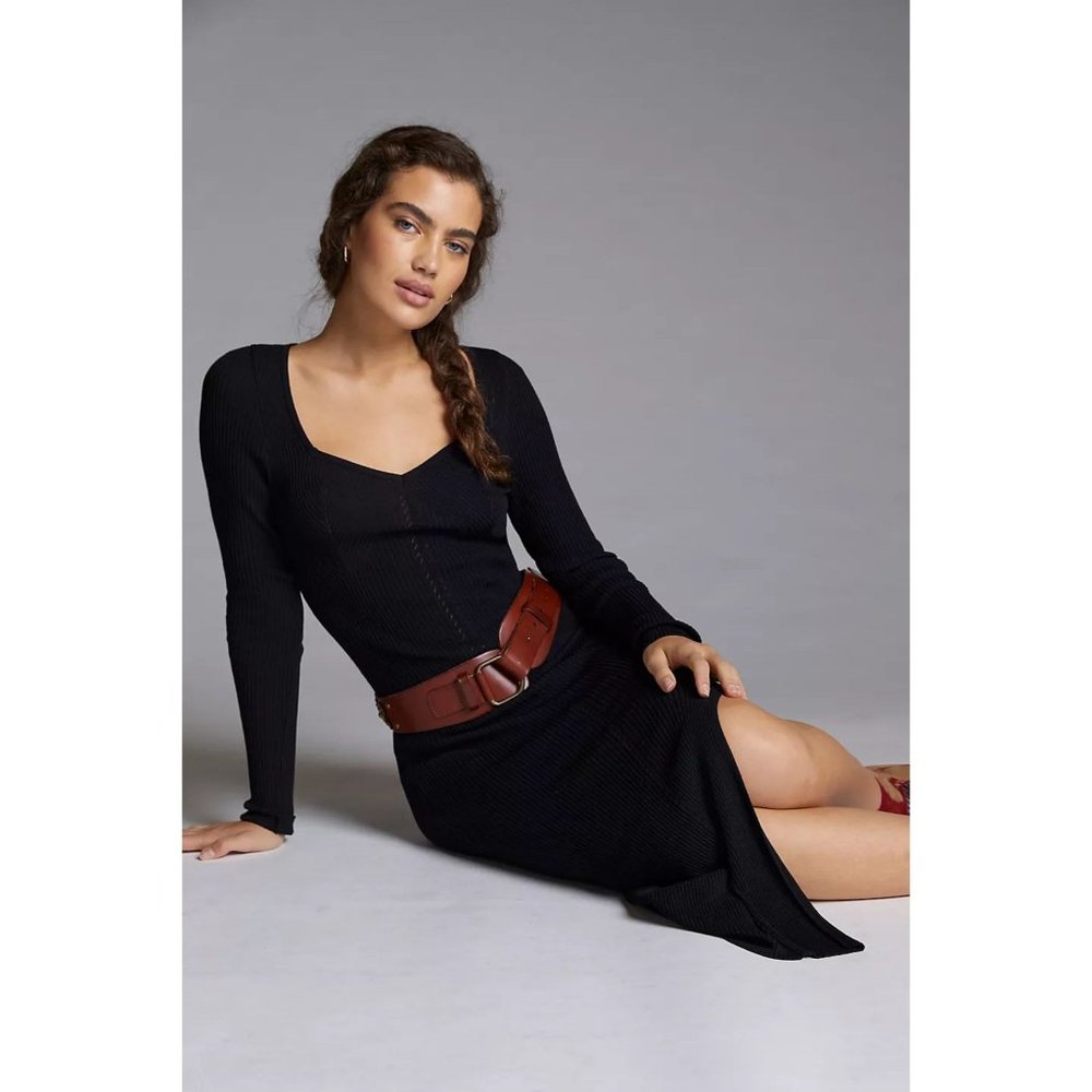Anthropologie Seamed Knit Maxi Dress